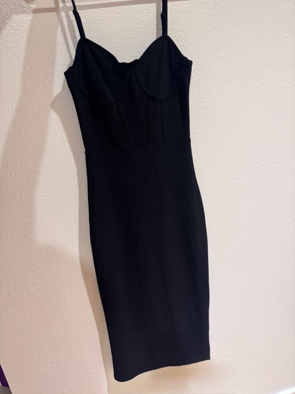 H&M Black Midi Spaghetti-Strap Bodycon Dress
